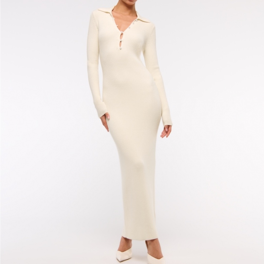 Abercrombie Long Sleeve Collared Midi Sweater Dress